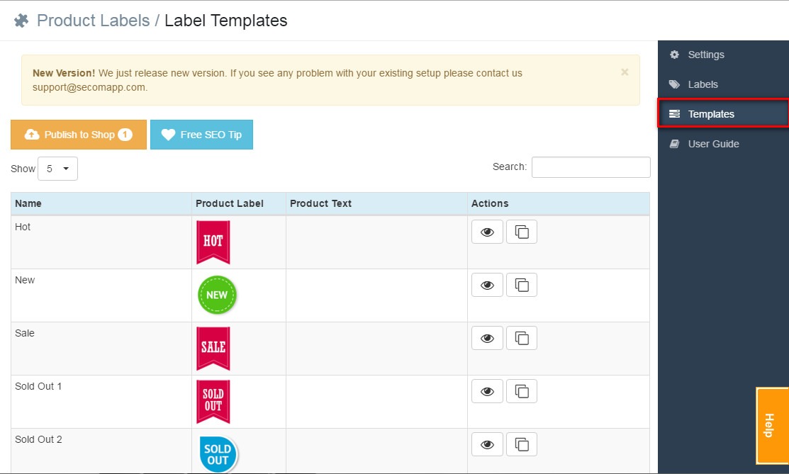 Label templates