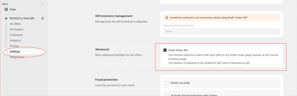 BOGOS Draft order API