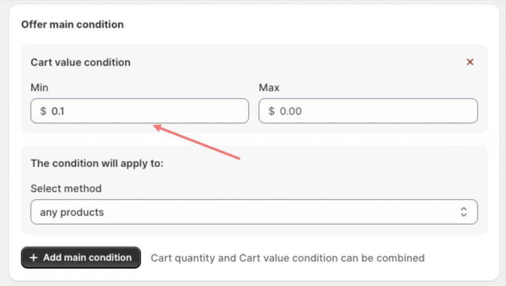 Set BOGOS Offer main condition