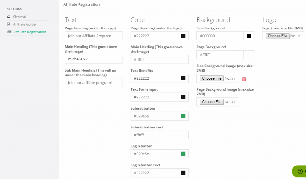 edit registration page